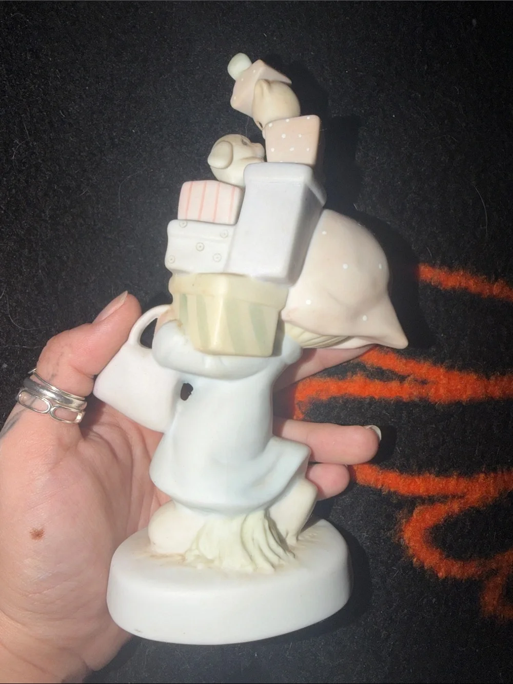 Precious Moments Pastel Girl Figurine Carrying Gifts - White & Pastels